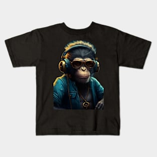 Monkey love music Kids T-Shirt